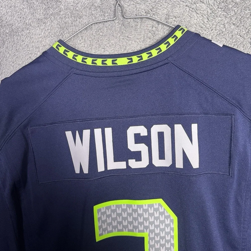 Seattle Seahawks Jersey Mens L Nike On Field Russell Wilson‎ #3 Blue Home